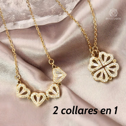 Collar trebol de corazones + caja de regalo SAN VALENTIN 💗